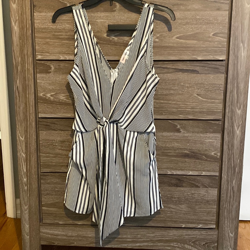 Sunset and Spring. Black and white striped Romper. Size S